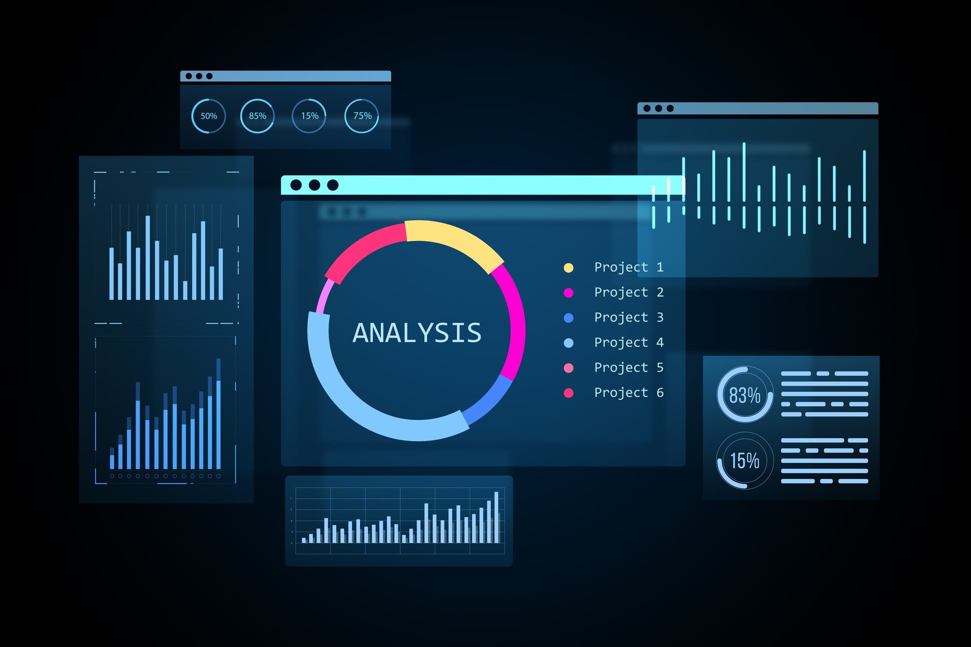 Premium financial data visualization with dark interface