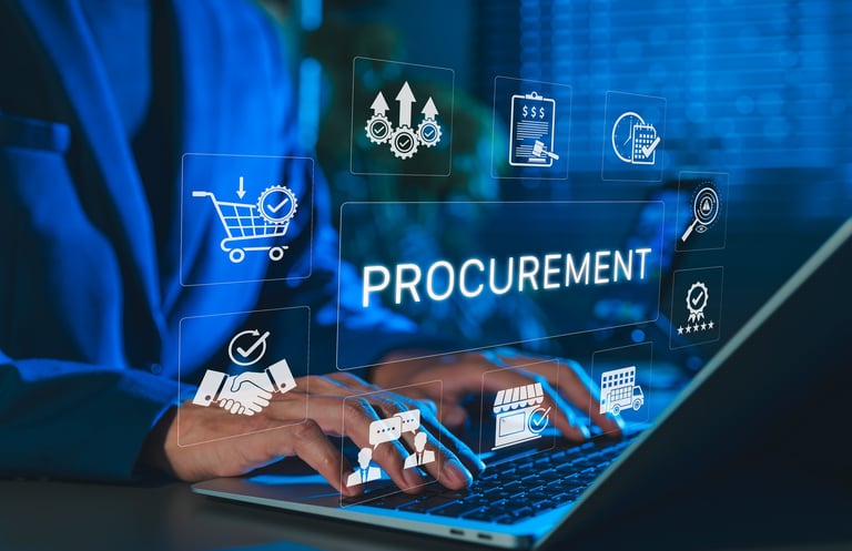 Procurement management and supply chain concept with procurement icons