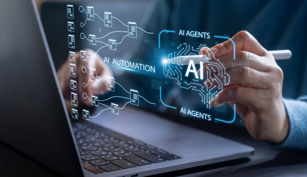 Ai automation technology with digital artificial intelligence, machine learning, robotic, workflow optimization