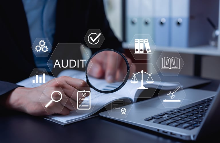 Professional checking documents for quality assurance, compliance review, and performance validation